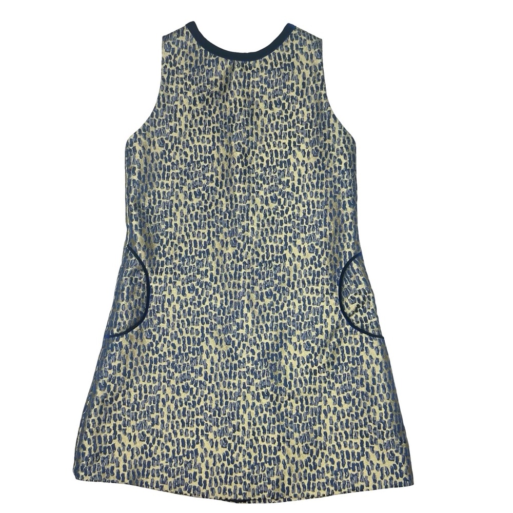 Suzanne Lively Gold And Blue‎ Print Dress